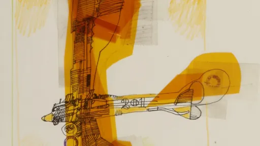 Eine Collage einer technischen Zeichnung eines Flugzeugs